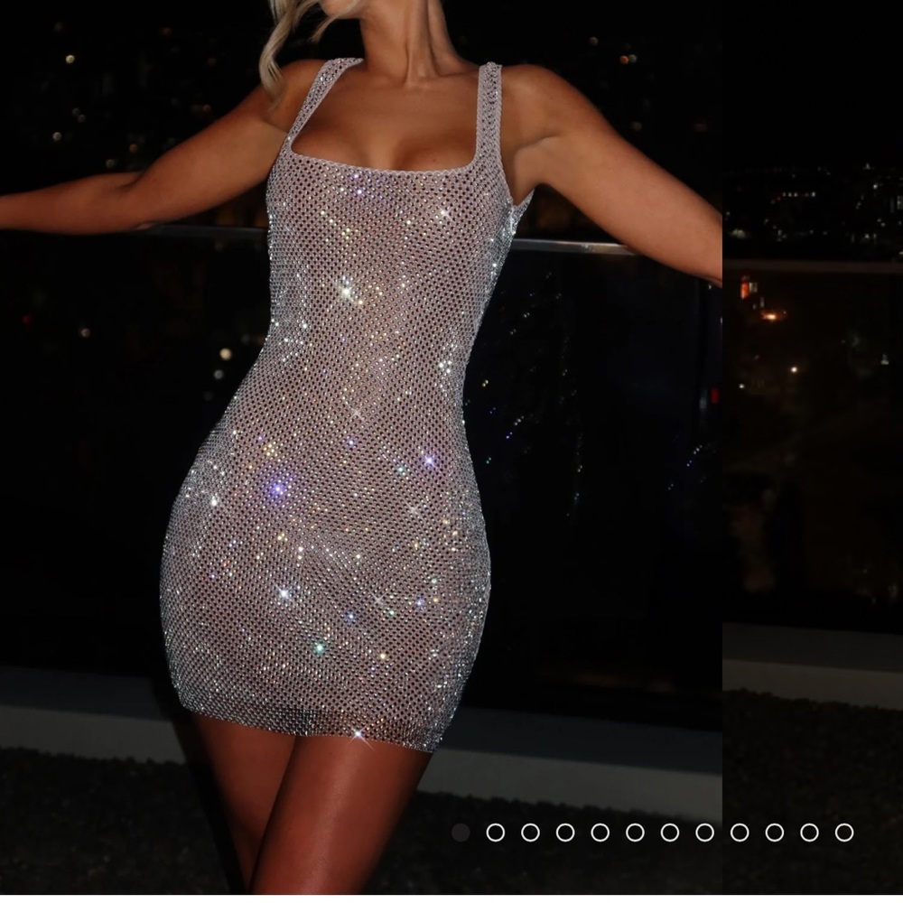 Silver Sequin Sleeveless Bodycon Midi Dress